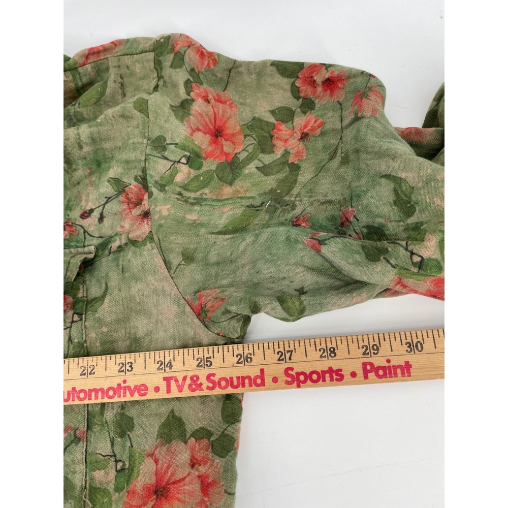 Shabby Chic Top Womens XL Olive Pink Floral 100% Cotton Cottage Country Boho NEW - Picture 4 of 9